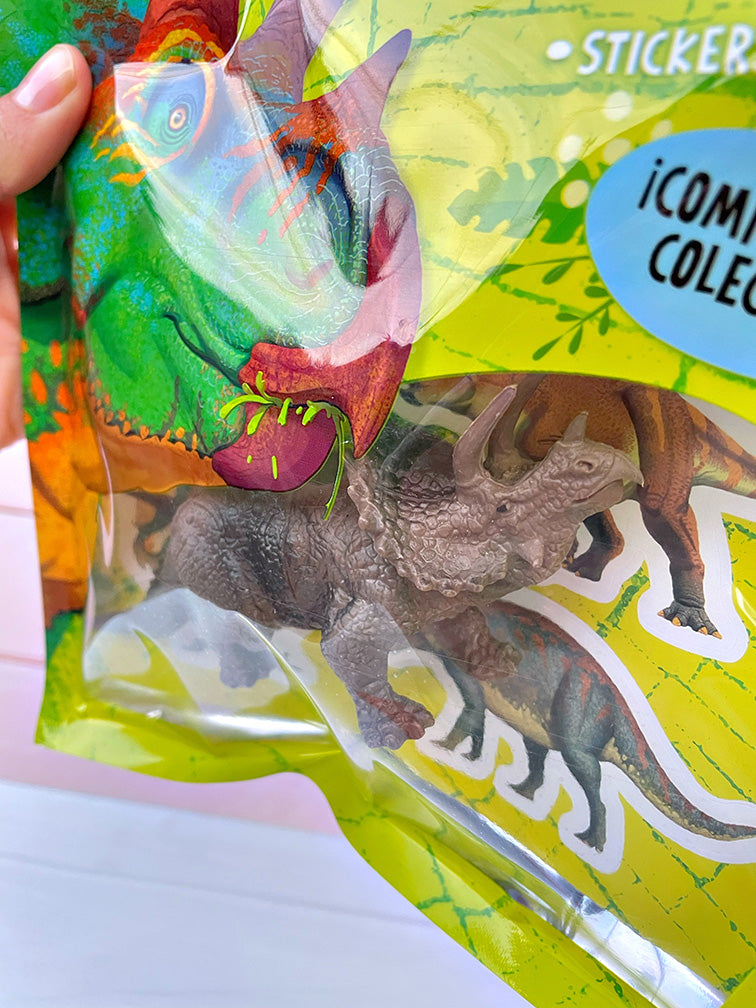 Set Dino con Juguete + Librito + Stickers